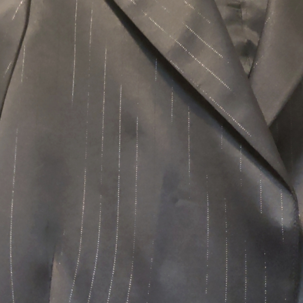 Glamorous black suit - satin and a splash of lurex perfect for the holidays!🥳